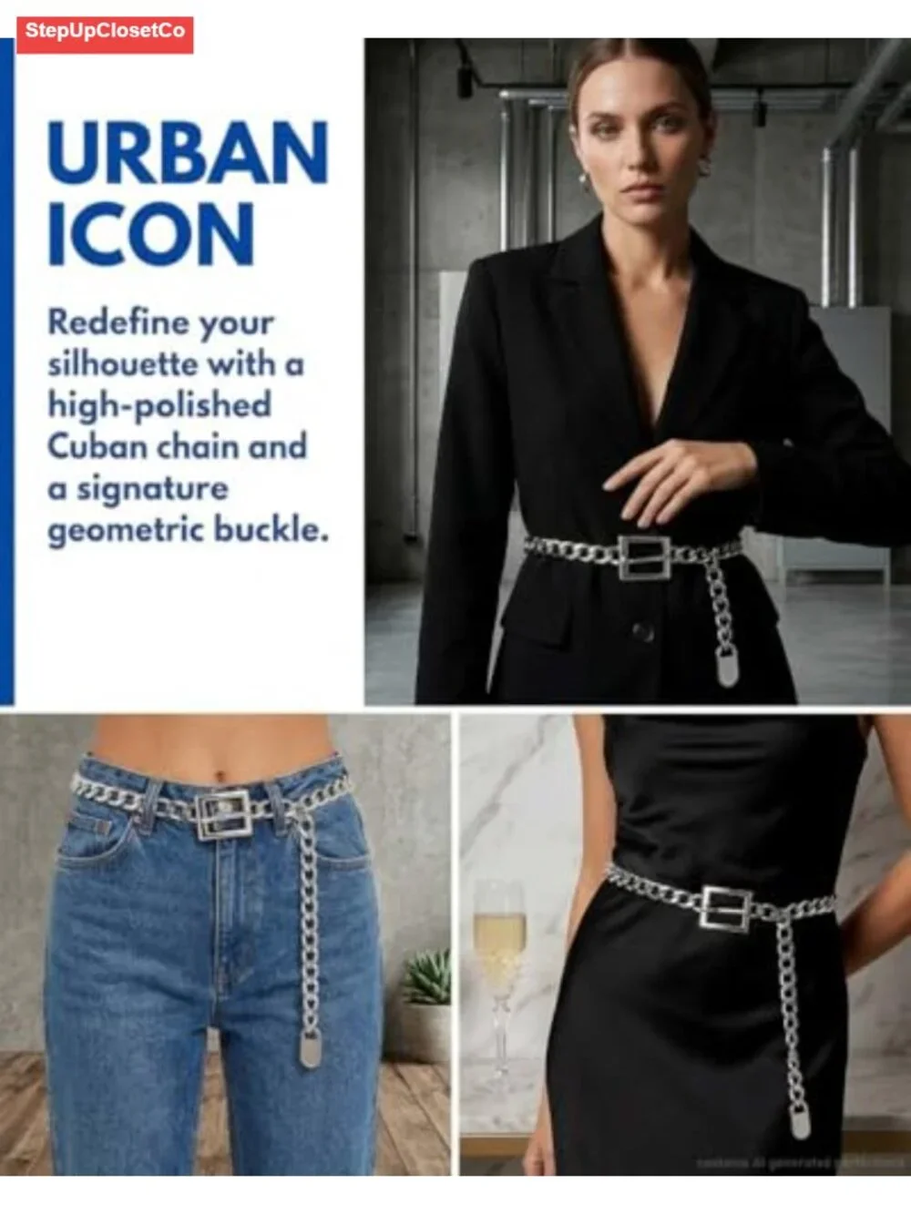 Adjustable Western Concho Belt for Women Metal Chain Waist Belt Cowgirl Style
